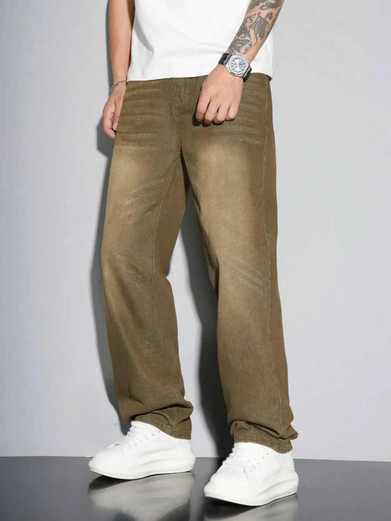 Gradient Color Side Pocket Casual Straight Leg Jeans