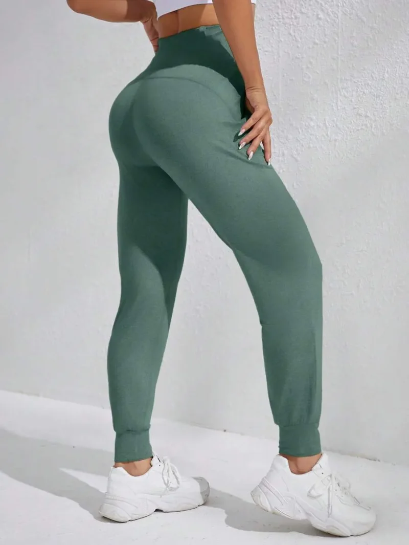 Casual Solid Color High Waist Drawstring Jogger Pants