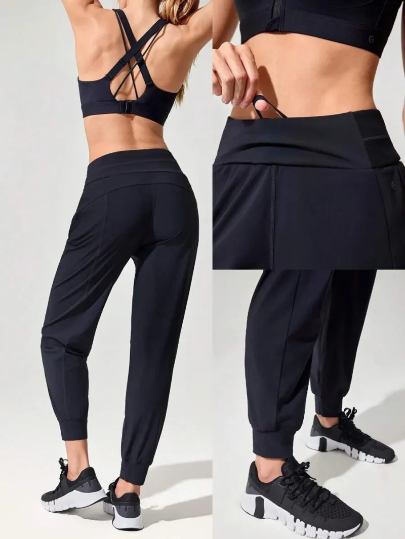 Drawstring High Waist Multi Pocket Joggers
