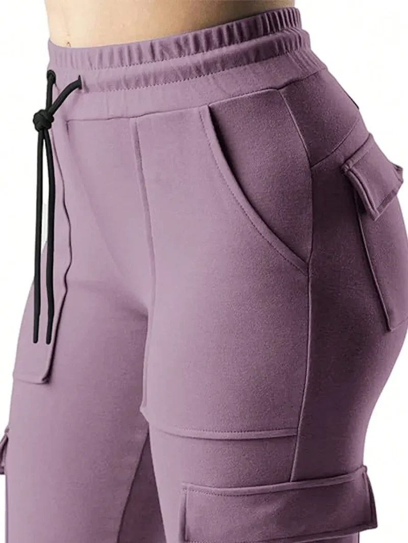 Grey Purple Knitted Skinny Pants For Women