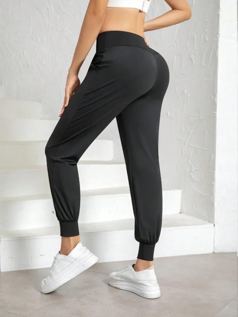 High Waist Ice Silk Joggers Pants Non Tight Sports Casual Pants