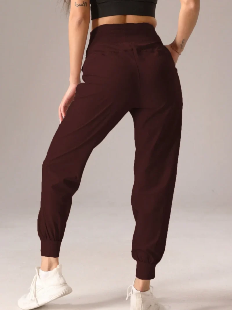 Sporty Pleated Solid Color Casual Sweatpants