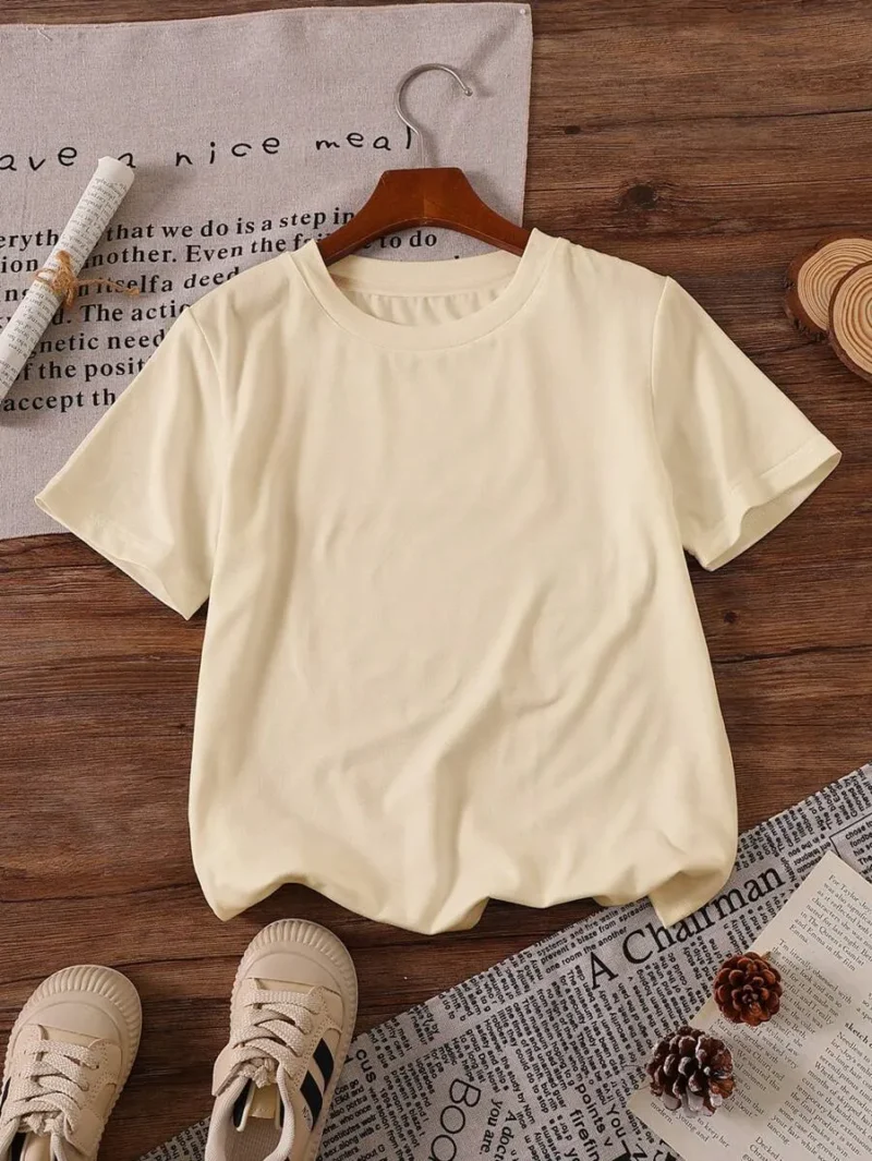 Cartoon Letter Print Crew Neck Short Sleeve